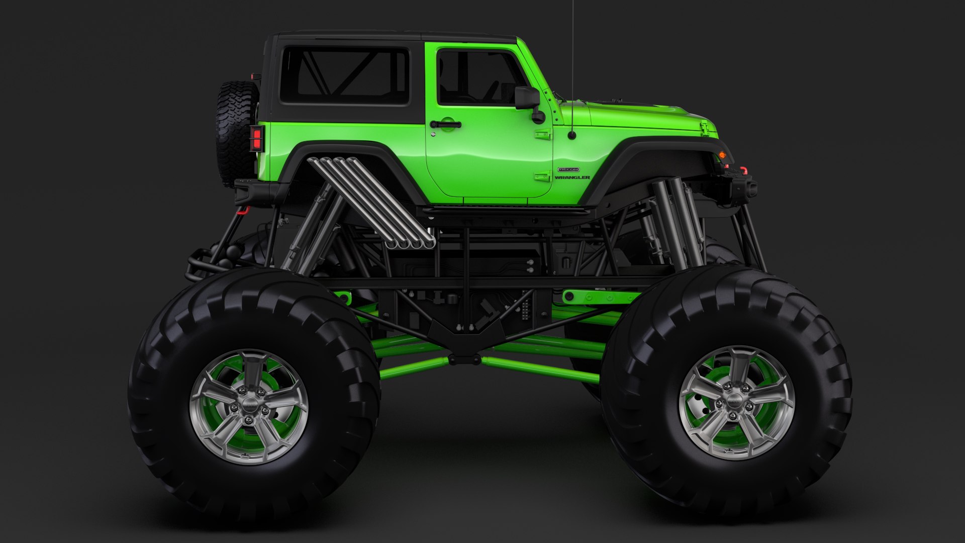 3D Model Monster Truck Jeep Wrangler - TurboSquid 1292652