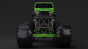 3D model monster truck jeep wrangler