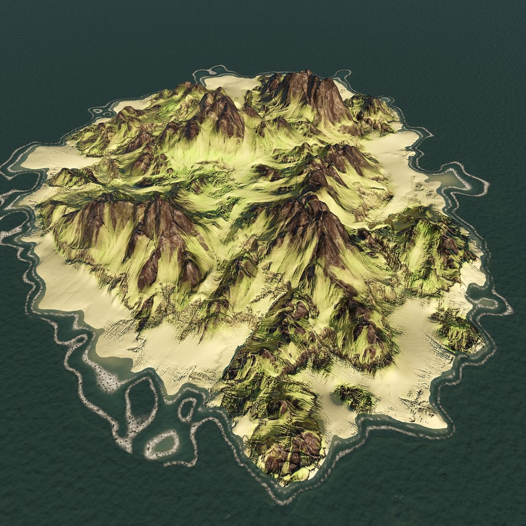 3d Island Mountain Model