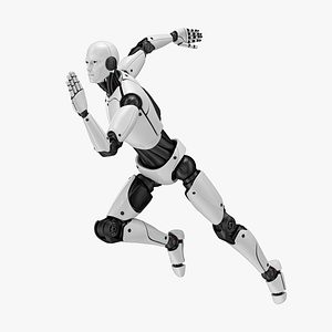 Advanced Male Humanoid Robot Running Pose