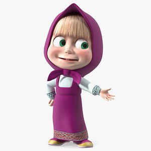 Children Cartoon Character Masha Standing Pose 3D
