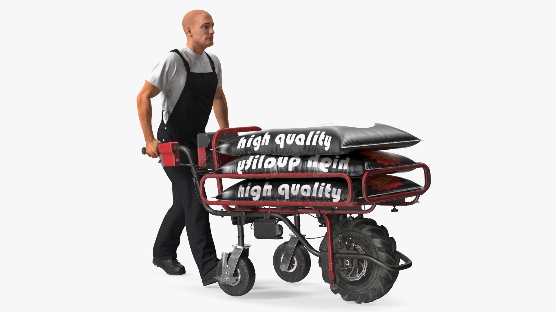 Worker with a Wheelbarrow Battery Frame Cement Rigged for Modo 3D model preview