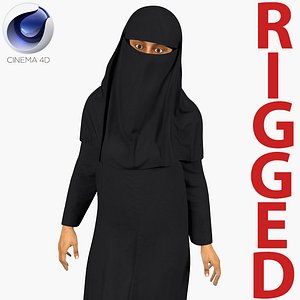 3D arabian woman black abaya