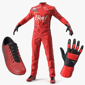 3D Budweiser Puma NASCAR Racewear Set with Gloves and Footwear Red