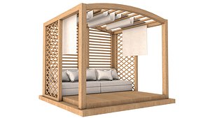 3D Wood Outdoor Pergola