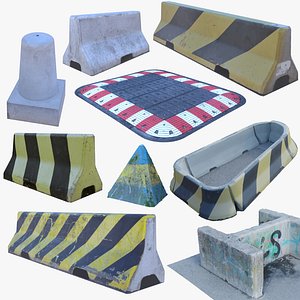 3D model Traffic barriers bundle