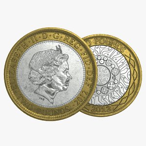Two Pounds British Coin 3D Model