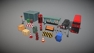 Urban Street Props Pack 3D model