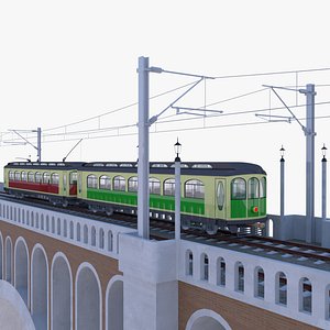 Viaduct with historical tram