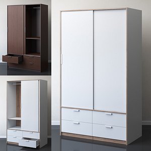 3D ikea trysil wardrobe sliding doors model