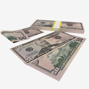 3d 50 dollars banknote model