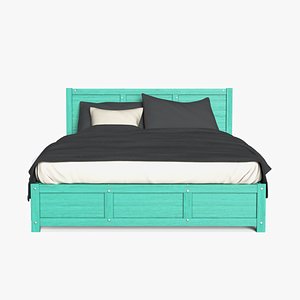 Bed set Storage Drawers Wooden double bed 3D