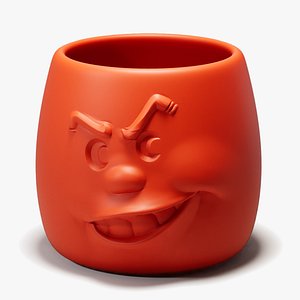 Smile -faced funny flower pot 3D print model