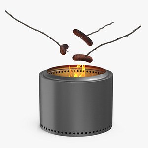 Campfire Fire Pit with Sausages on Sticks