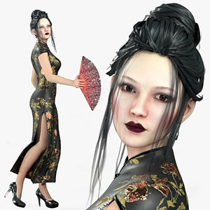 3D Realistic Rigged Chinaw Woman Character 3D Model