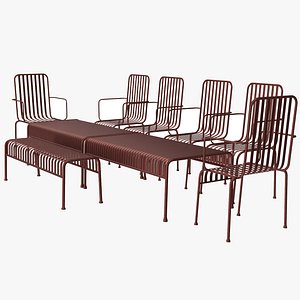 Hay Palissade Striped Outdoor Furniture Set 3D model