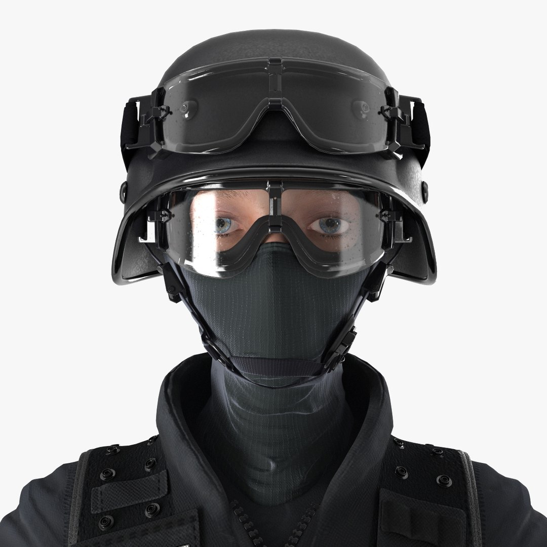 SWAT Woman European Rigged for Cinema 4D 3D model preview