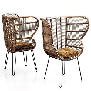 High Back Rattan Armchair