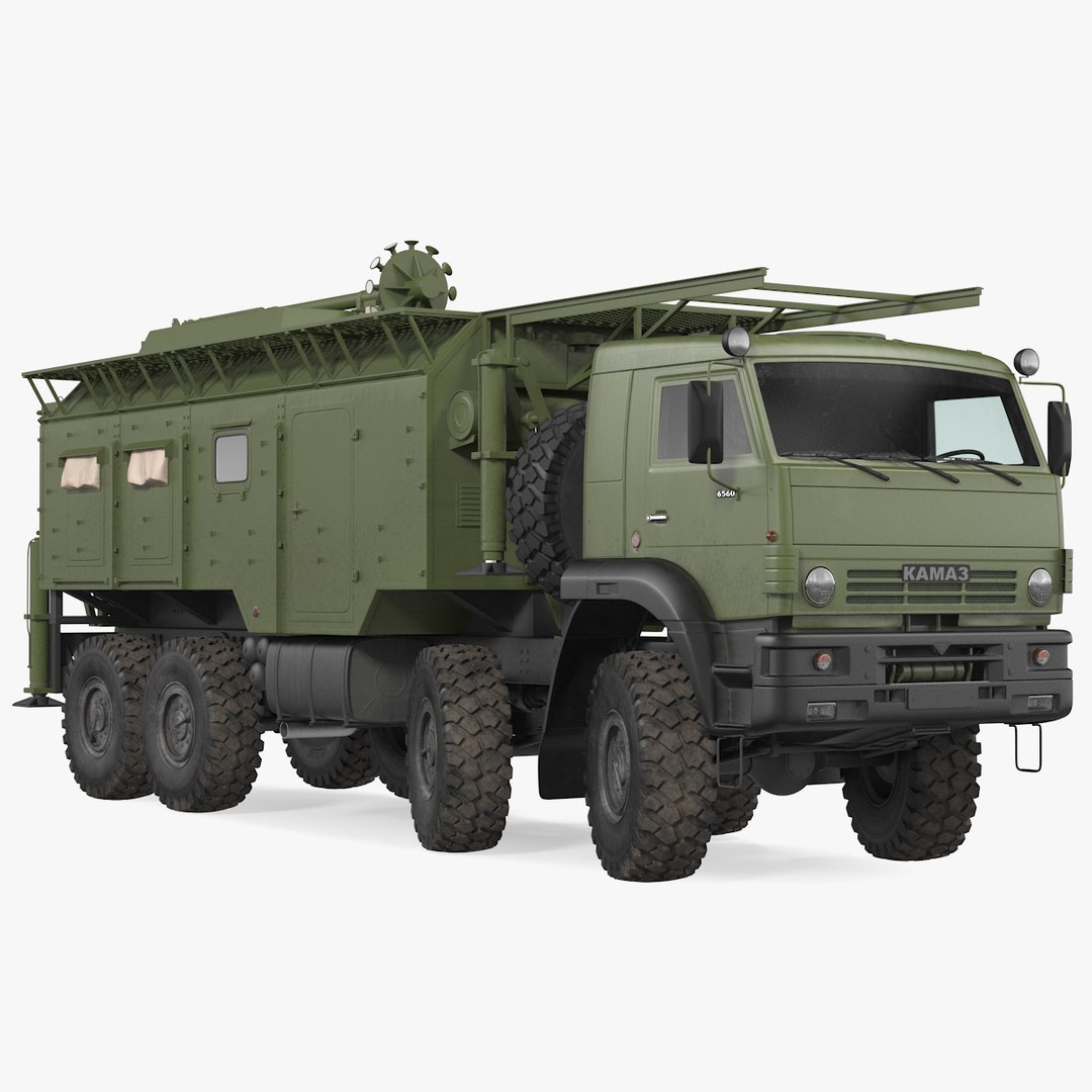 Krasukha 4 Mobile Electronic Warfare System Rigged 3D model preview