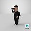 Cartoon Kim Jong Un Looking Binoculars