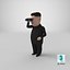 Cartoon Kim Jong Un Looking Binoculars