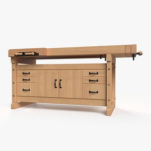 Aspen Workbench with Drawers and Cabinet 3D