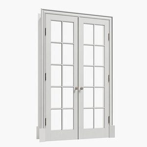 3D Classic door wood white  double swing model
