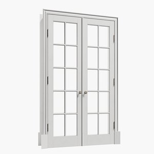 Classic door wood white double swing