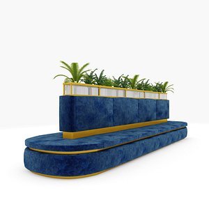 3D Restaurant booth seating model