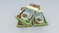 Afghanistan 1 Pul Buzkashi Banknote Obverse 3D Model