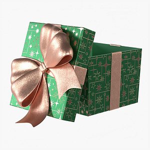 Gift Box Cube Open Green 3D model