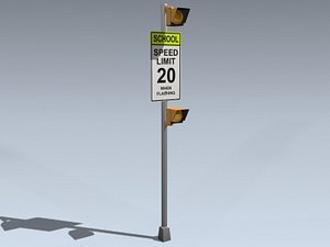 school zone flasher 3d model