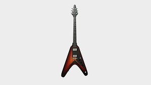 Electric Guitar D08 Dark Wood - Music Instrument Design 3D