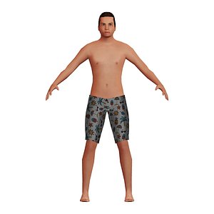 white man swimming 3D model