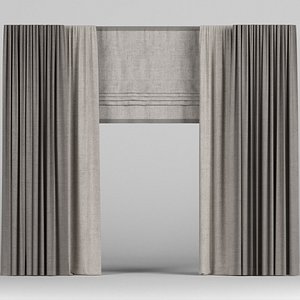 curtain brown roman 3D