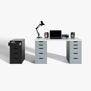 3D IKEA ALEX AND LAGKAPTEN  ALEX dresser and desk