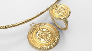 gold jewellery set design 3D model