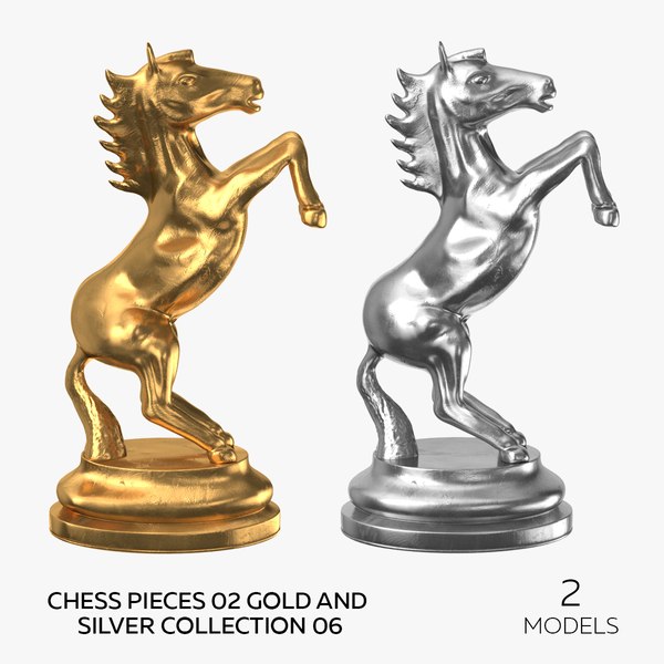 Chess Pieces 02 Gold and Silver Collection 06 - 2 models 3D