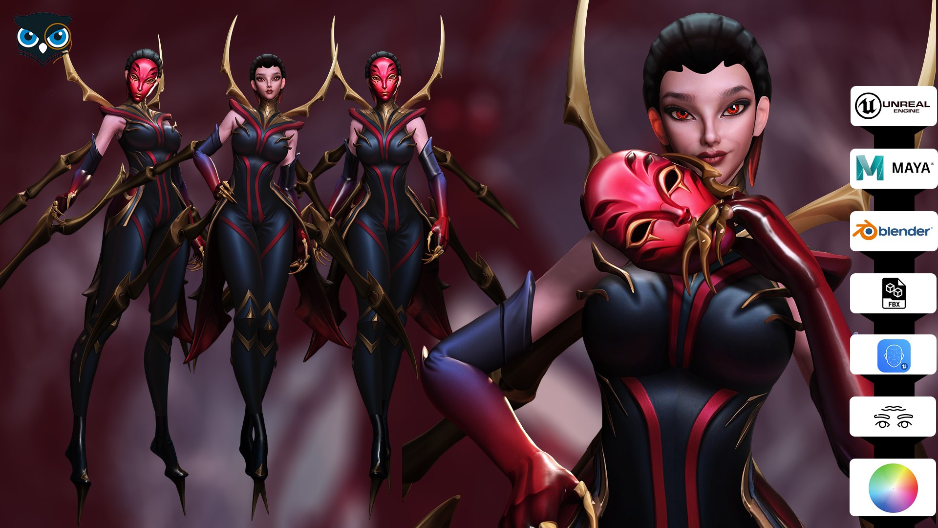 Elise - league of legends 3D model https://p.turbosquid.com/ts-thumb/JO/FVx9zy/4F/arttemp/png/1737555190/1920x1080/fit_q87/b43060688031f66d473e6f56b338e1452fc6accd/arttemp.jpg