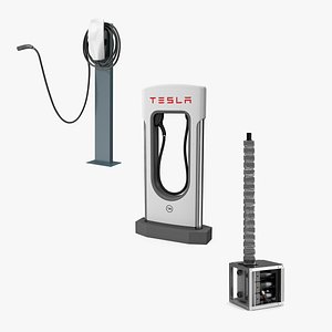 Tesla Charging Stations Collection 3D model