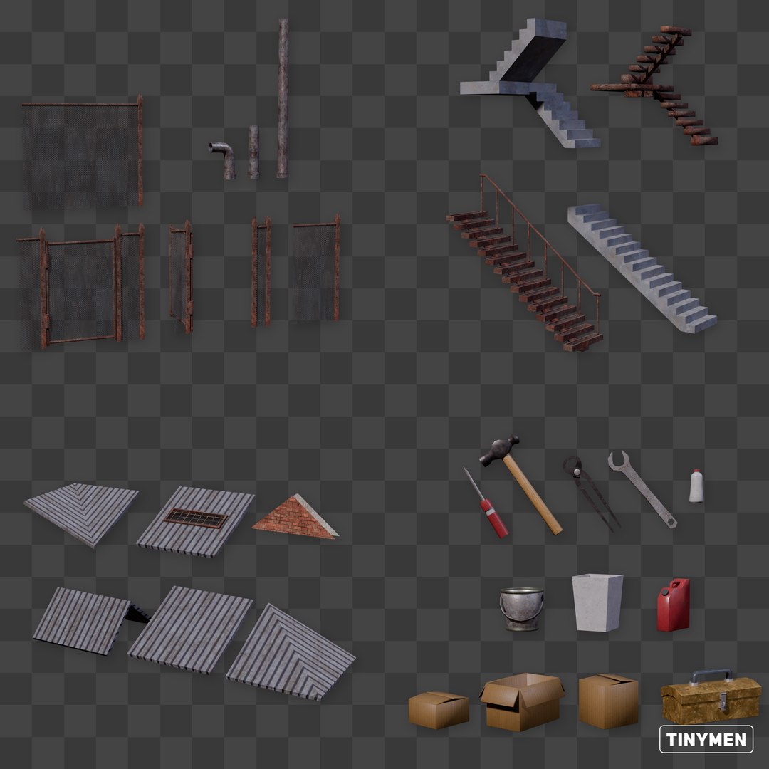 Asset Pack Vol 11 - Modular Old Warehouse 3D Model - TurboSquid 2573547