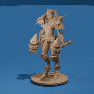 Tiefling Shaman with 2 Maces STL 3D model
