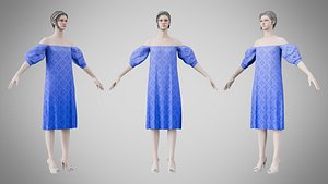 Dress 15 Very Light Blue With Design 3D