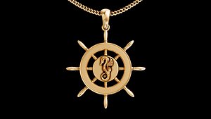 wheel sea horse pendant