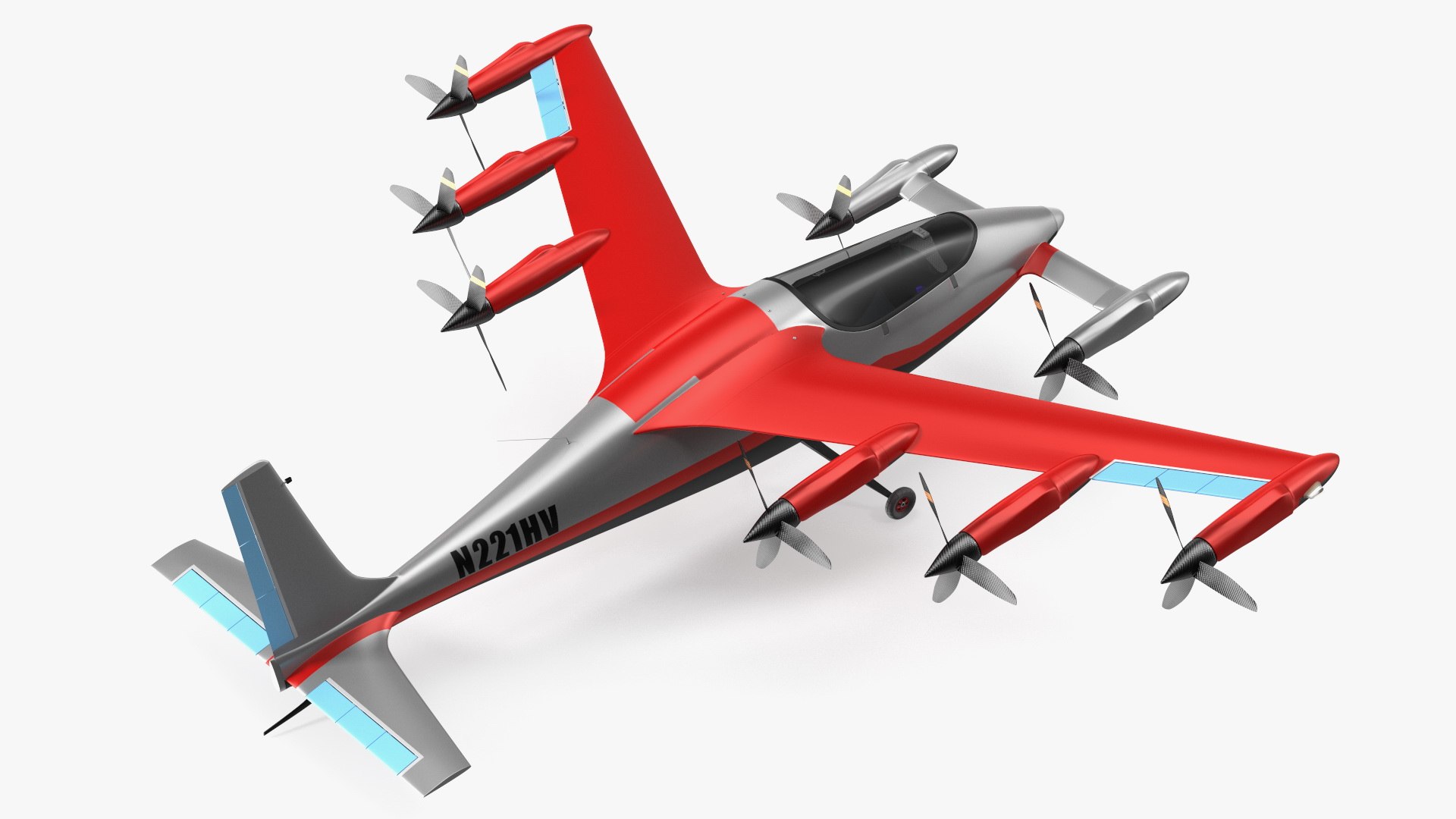 Kittyhawk Electric Air Taxi Red 3D model preview