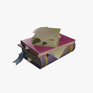 Stylized cartoon books with hand paint texture