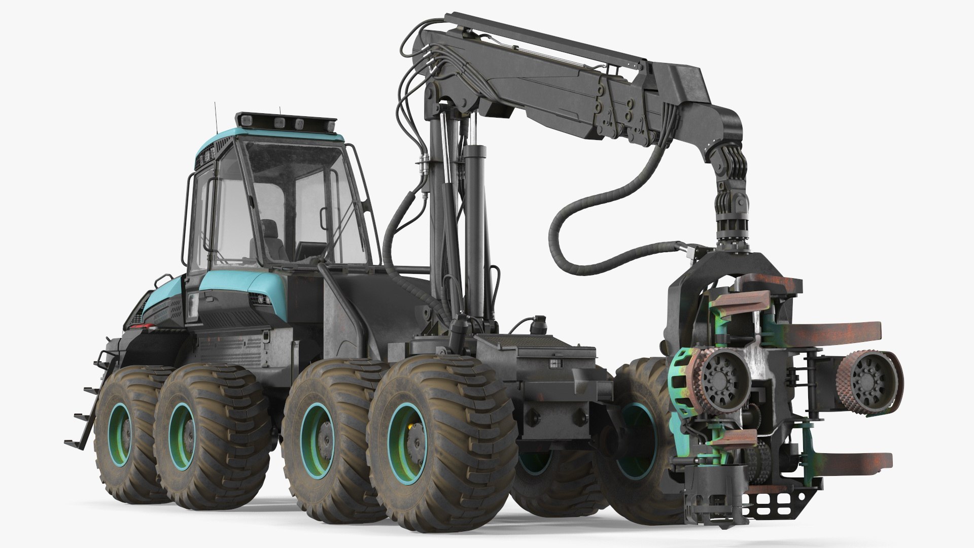Forestry Harvester Dirty Rigged 3D model preview
