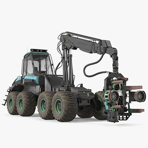 3D model Forestry Harvester Dirty Rigged
