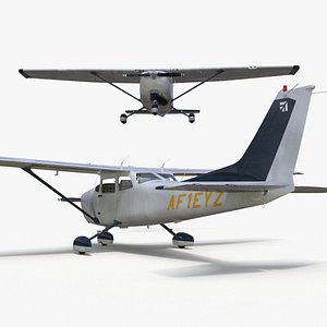 Single Engine Private Airplane Cessna 172 Rigged for Cinema 4D 3D