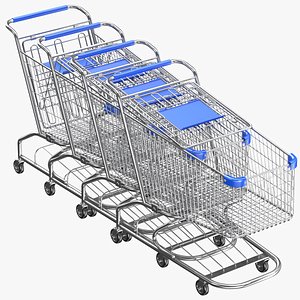 Detailed Shopping Cart Linear Array 3D model